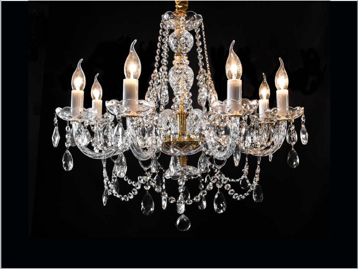 Lampara colgante de cristal de 8 brazos color dorado LP102-8