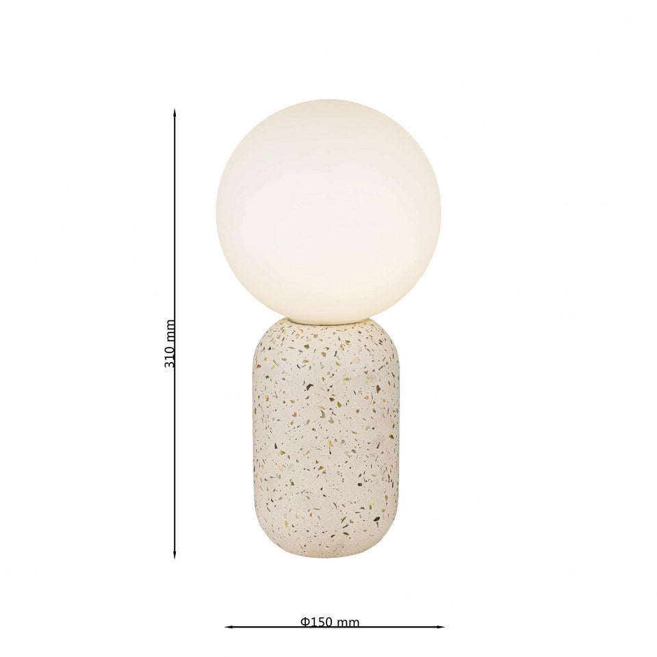 Lampara De Mesa Con Bola De Cristal De Concreto Beige