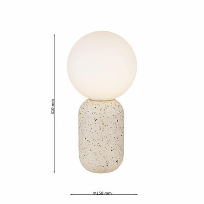 Lampara De Mesa Con Bola De Cristal De Concreto Beige