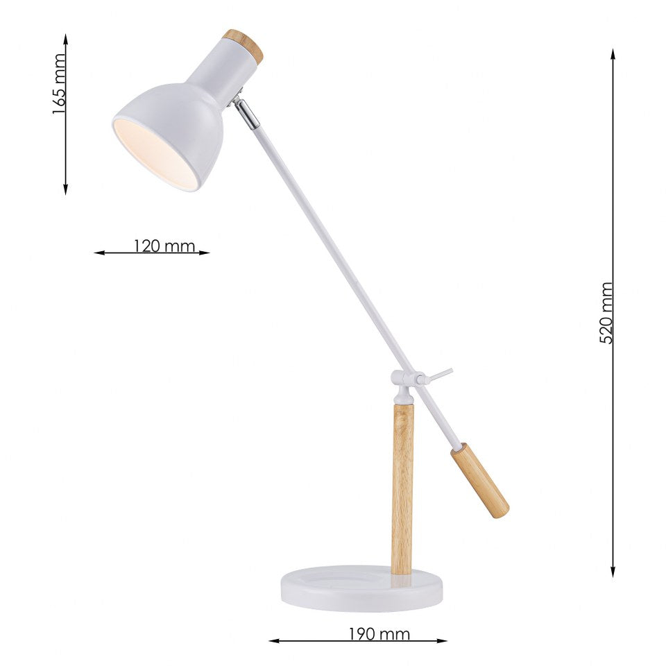 Lampara De Mesa Estilo Nordico E27 Blanco