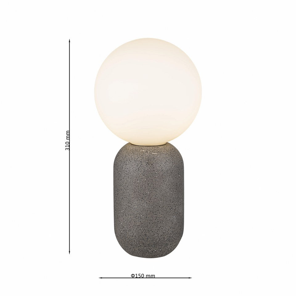 Lampara De Mesa Con Bola De Cristal De Concreto Negro