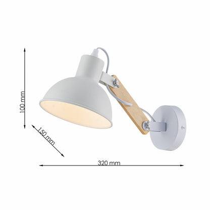 Aplique de Pared Con Madera E27 Blanco