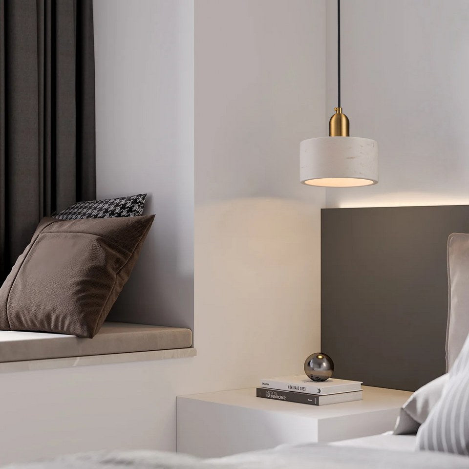 Lampara Colgante De Marmol Con Bombilla E27 Blanco