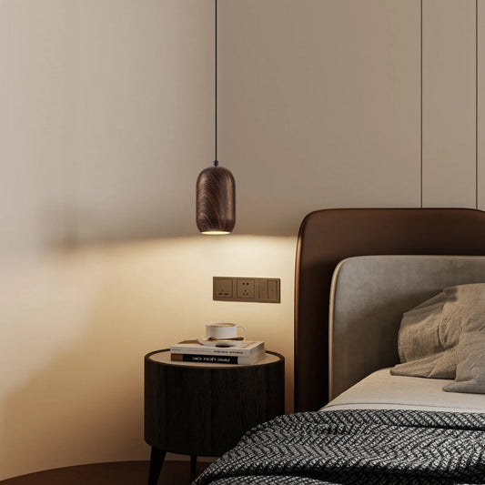 Lampara Colgante Simulación Madera Marrón