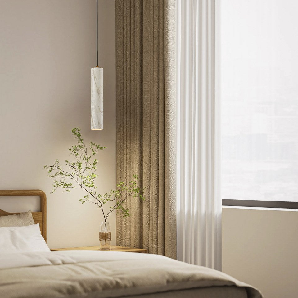 Lampara Colgante De Marmol Led Integrado Blanco