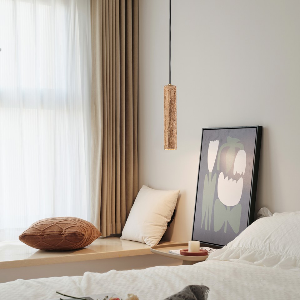 Lampara Colgante De Marmol Led Integrado Beige