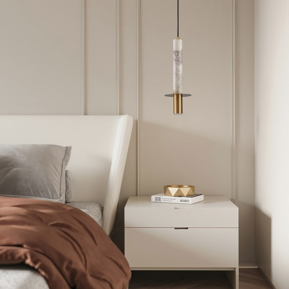 Lampara Colgante De Marmol Blanco