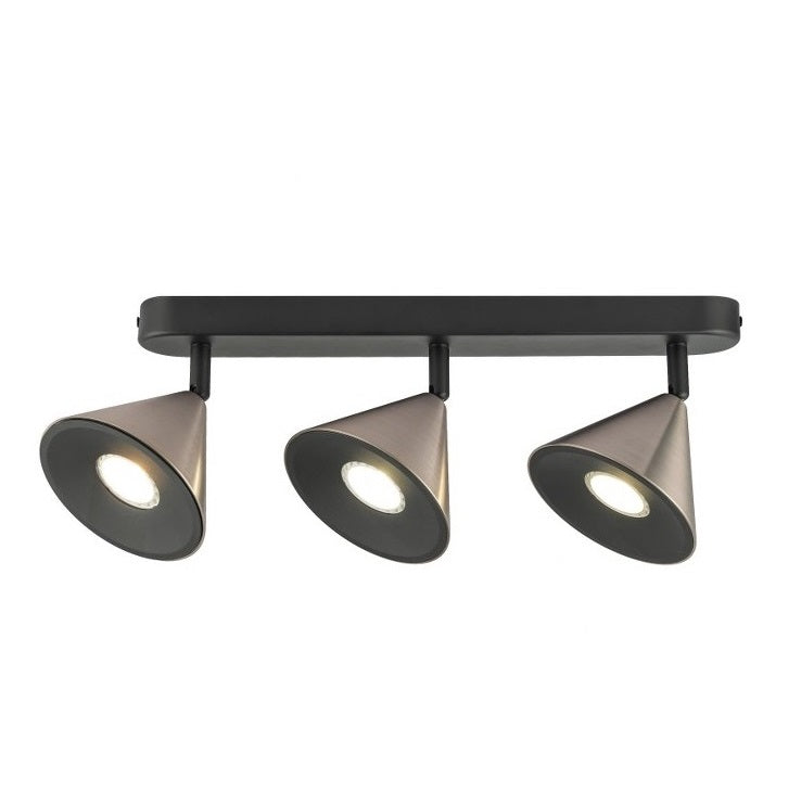 Tres Focos de Superficie con bombilla GU10 Gris