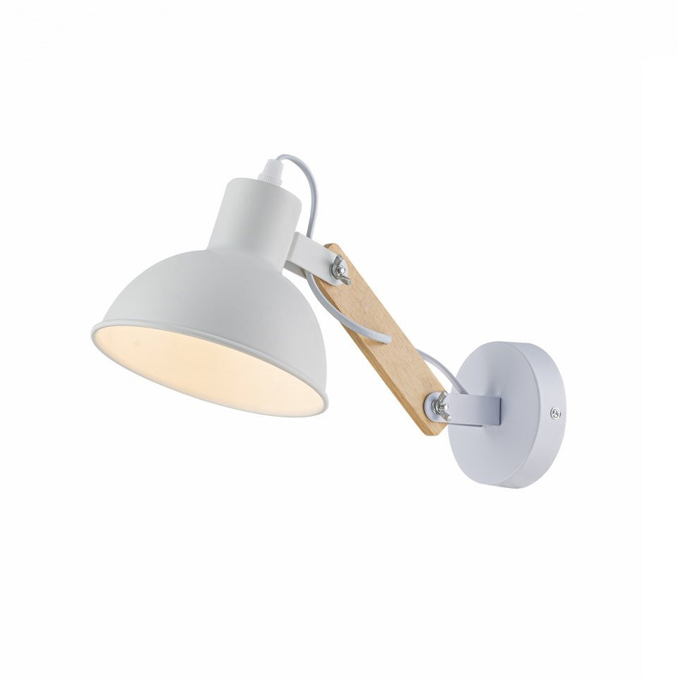 Aplique de Pared Con Madera E27 Blanco
