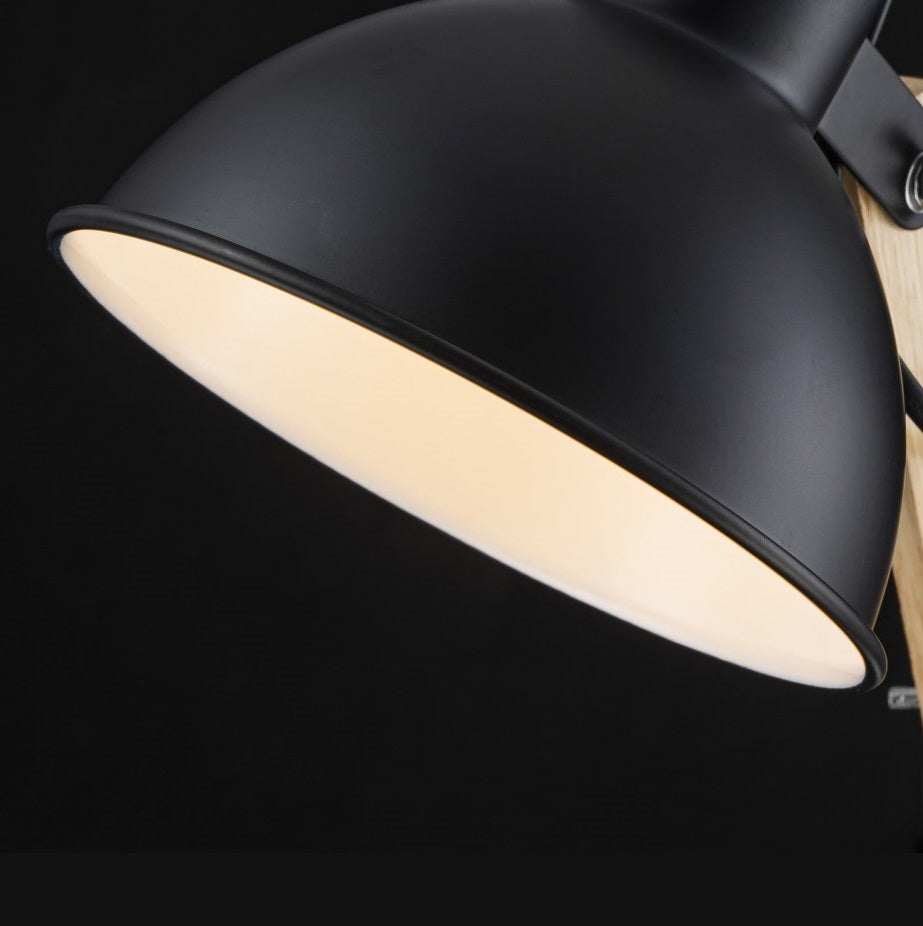Aplique de Pared Con Madera E27 Negro