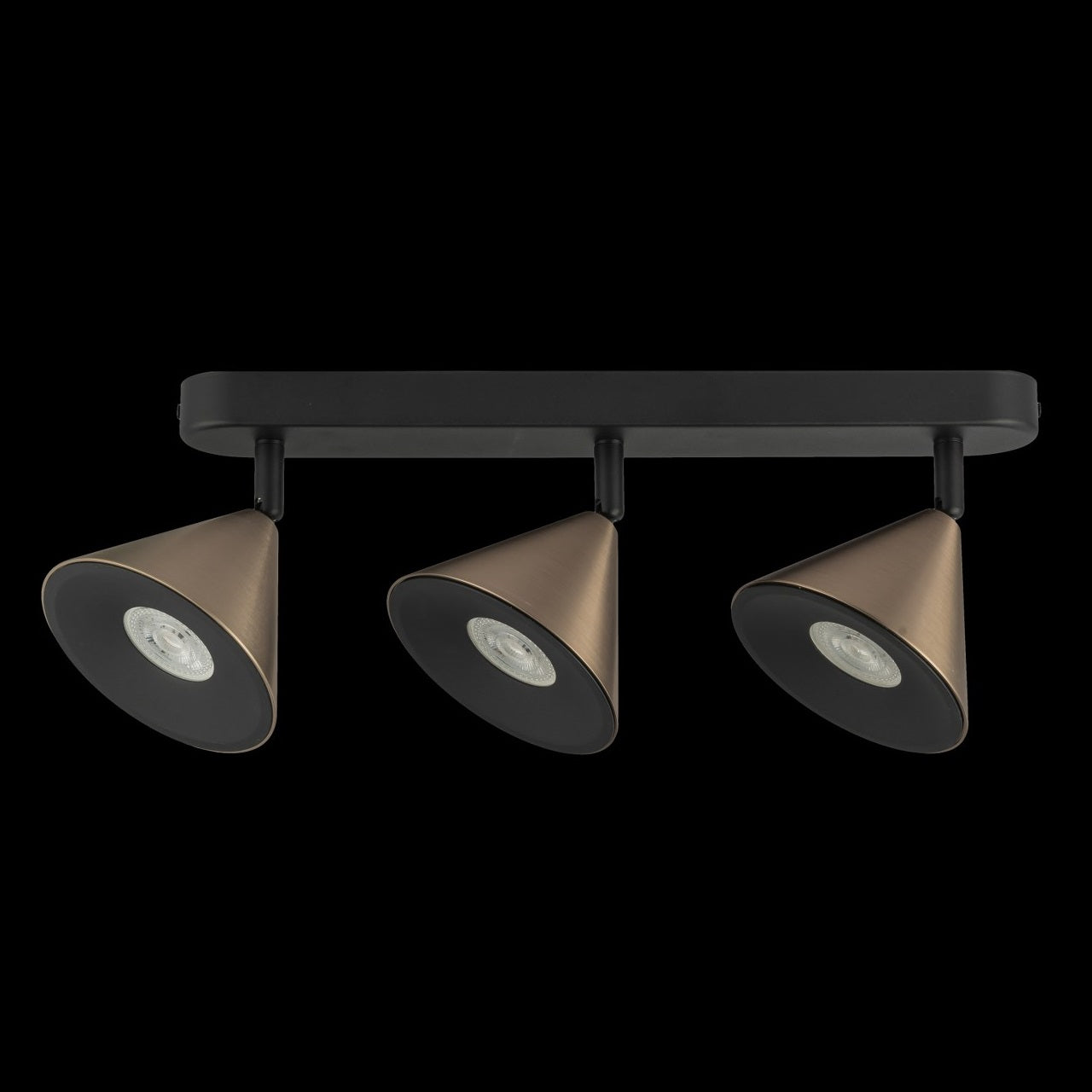 Tres Focos de Superficie con bombilla GU10 Bronce
