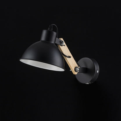 Aplique de Pared Con Madera E27 Negro