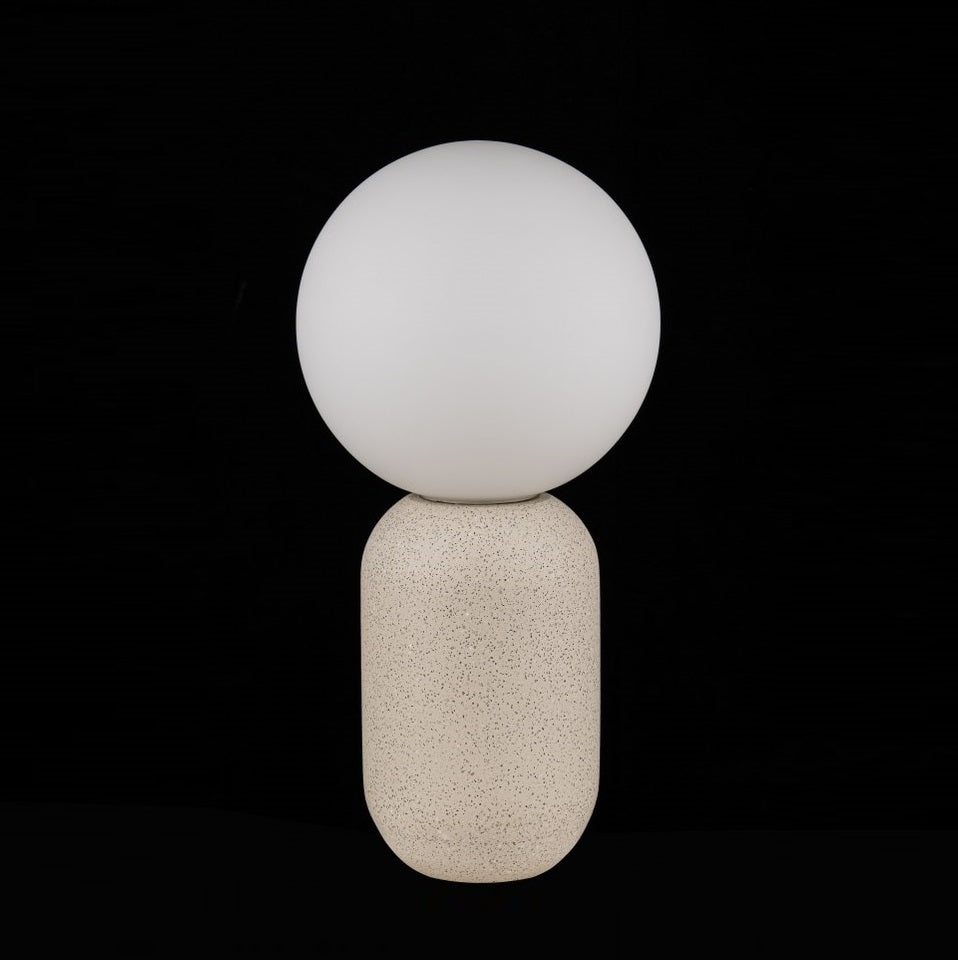 Lampara De Mesa Con Bola De Cristal De Concreto Blanco