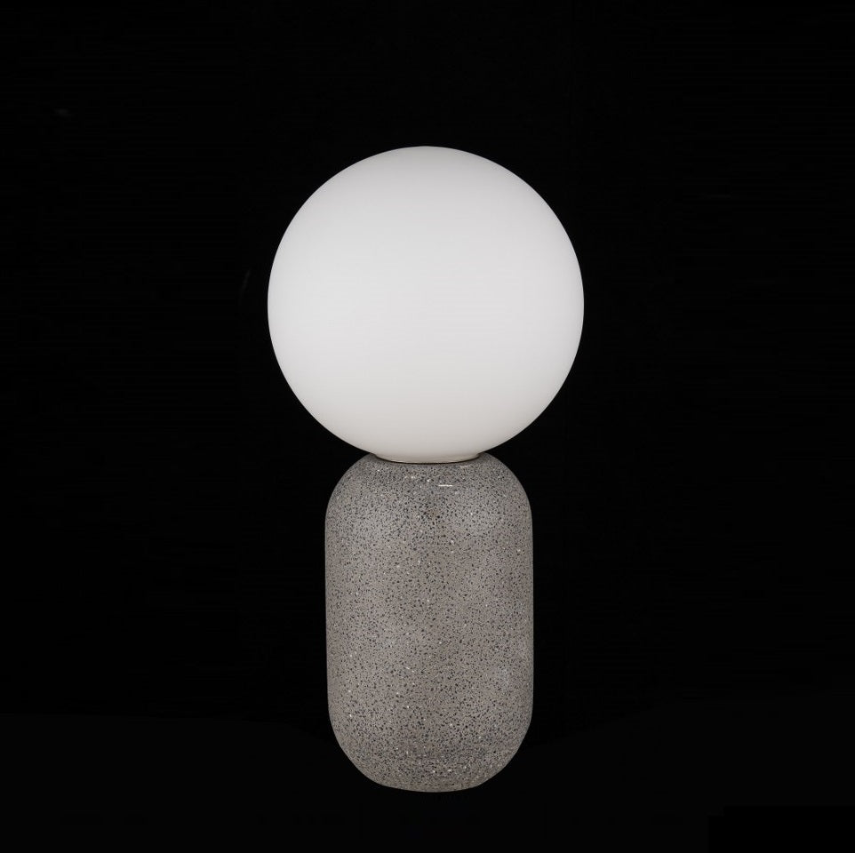 Lampara De Mesa Con Bola De Cristal De Concreto Negro