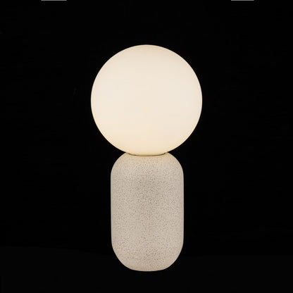 Lampara De Mesa Con Bola De Cristal De Concreto Blanco