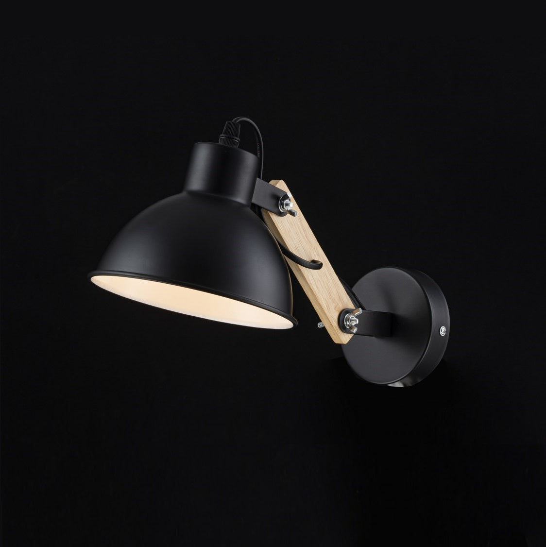 Aplique de Pared Con Madera E27 Negro