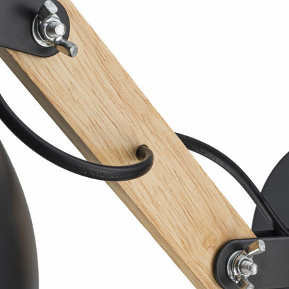 Aplique de Pared Con Madera E27 Negro