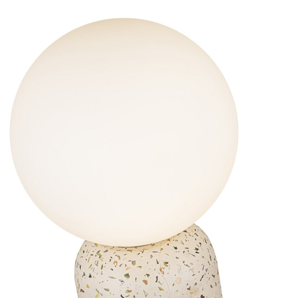 Lampara De Mesa Con Bola De Cristal De Concreto Beige