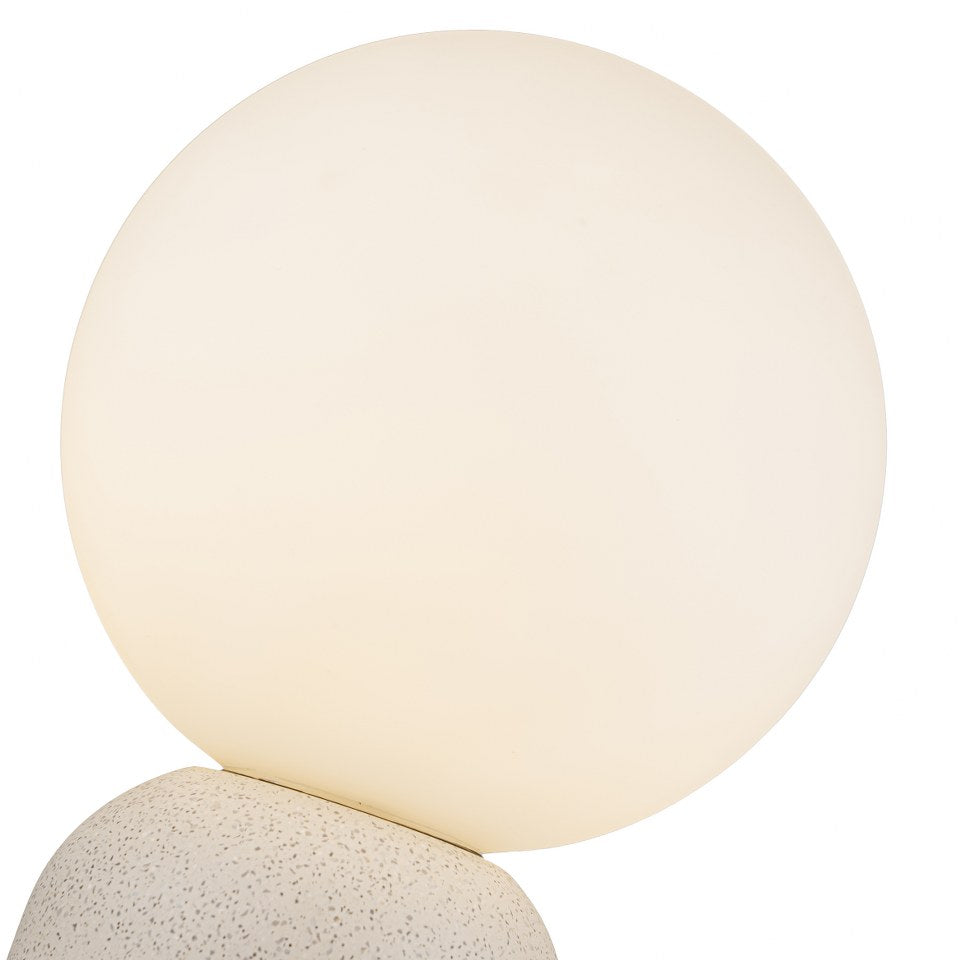 Lampara De Mesa Con Bola De Cristal De Concreto Blanco