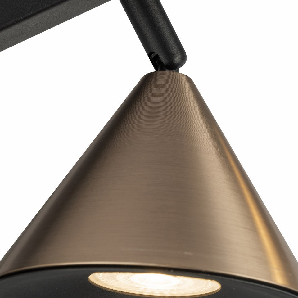 Tres Focos de Superficie con bombilla GU10 Bronce