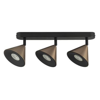 Tres Focos de Superficie con bombilla GU10 Bronce