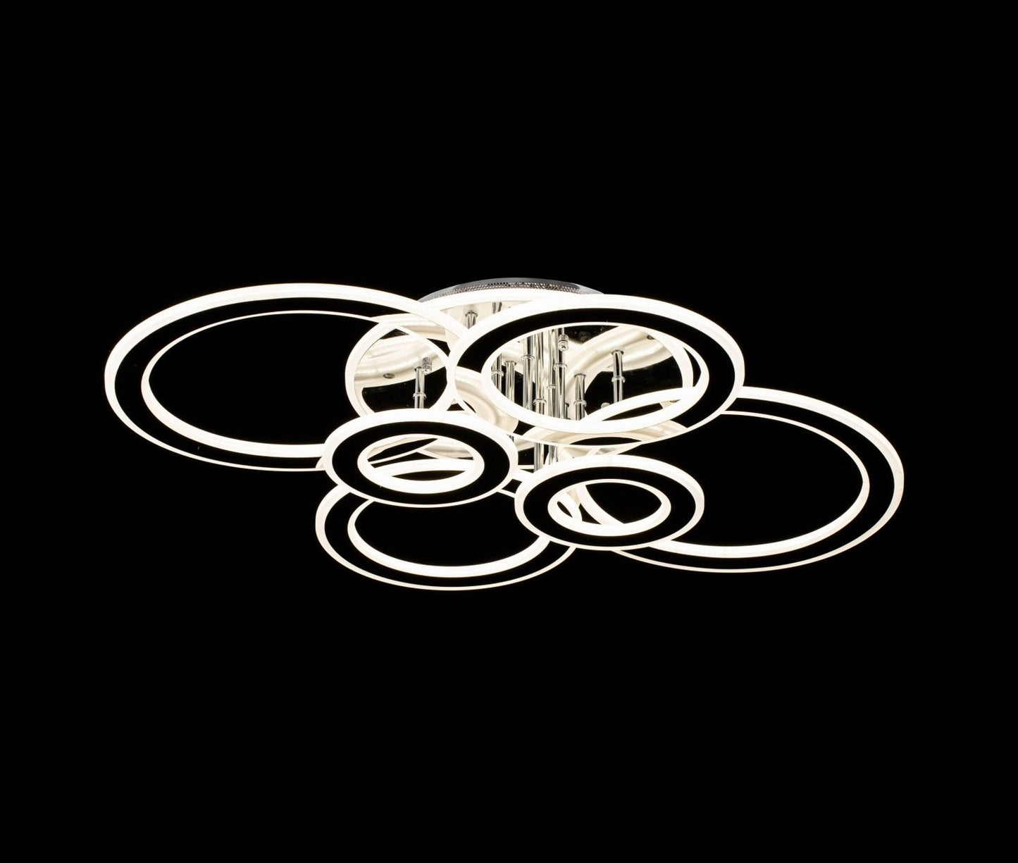 Lampara de 6 Aros Led Integrado CCT Regulable con Mando Gris