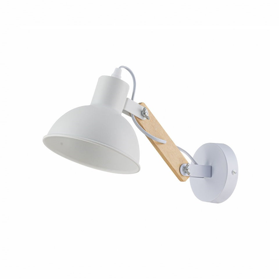 Aplique de Pared Con Madera E27 Blanco