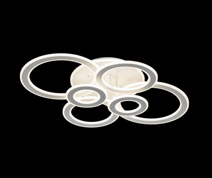 Lampara de 6 Aros Led Integrado CCT Regulable con Mando Blanco