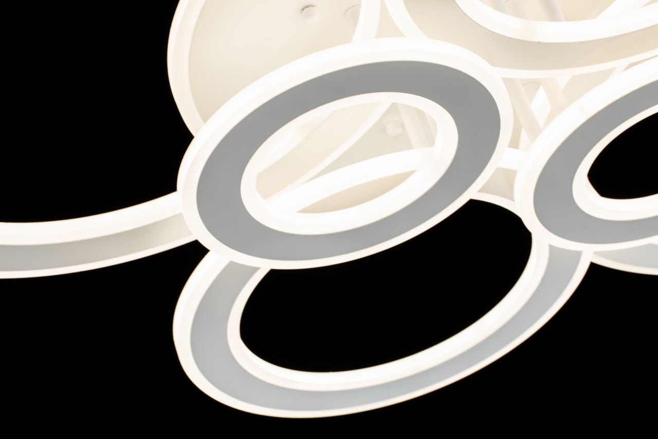 Lampara de 6 Aros Led Integrado CCT Regulable con Mando Blanco