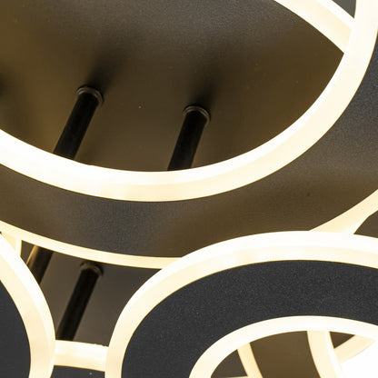 Lampara de 6 Aros Led Integrado CCT Regulable con Mando Negro