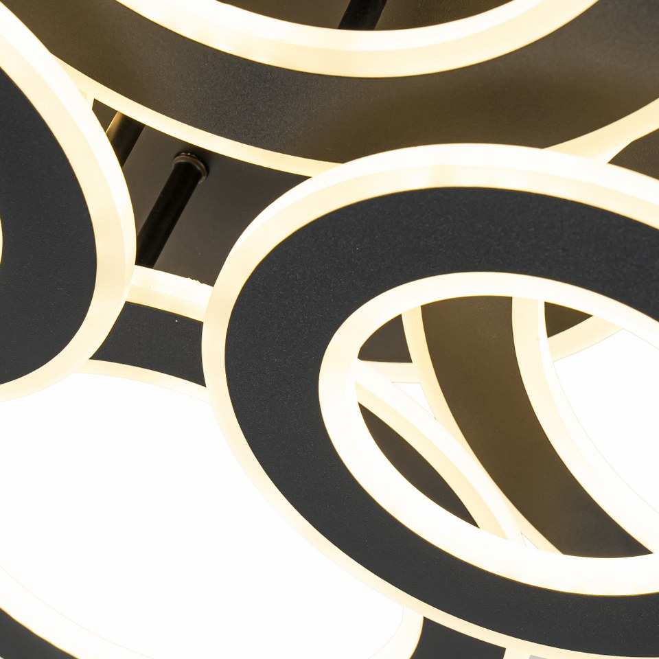 Lampara de 6 Aros Led Integrado CCT Regulable con Mando Negro