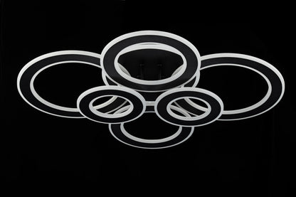 Lampara de 6 Aros Led Integrado CCT Regulable con Mando Negro