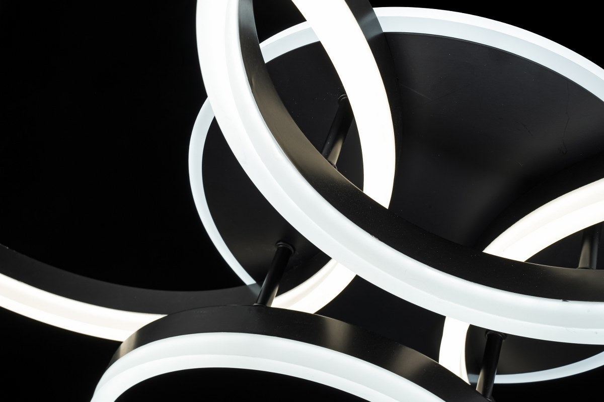 Lampara 4 Aros Led CCT Regulable Negro