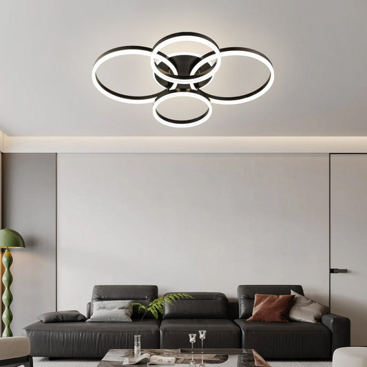 Lampara 4 Aros Led CCT Regulable Negro