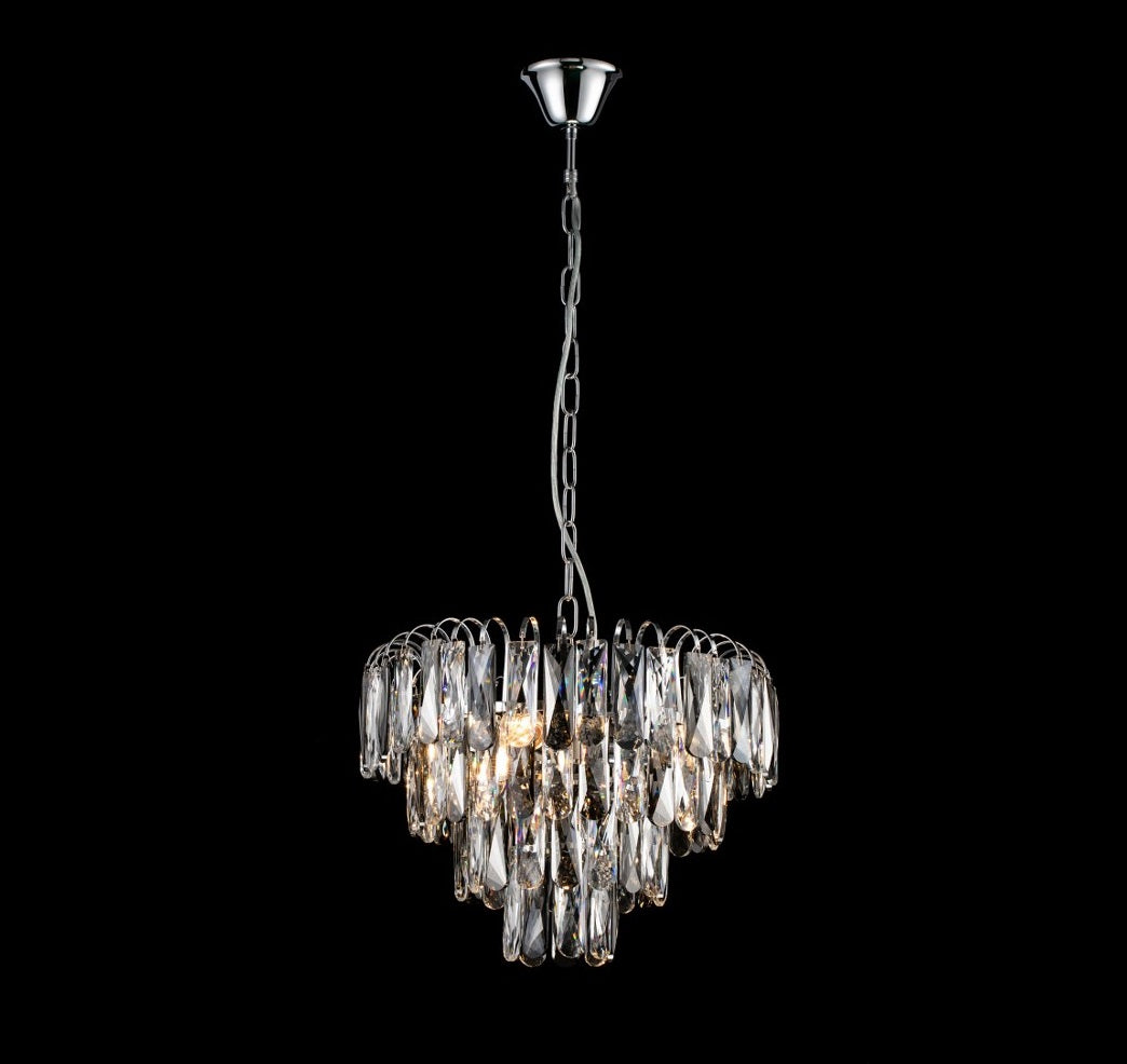 Lámpara colgante de acero y cristales modelo AVOLA LP156-D40