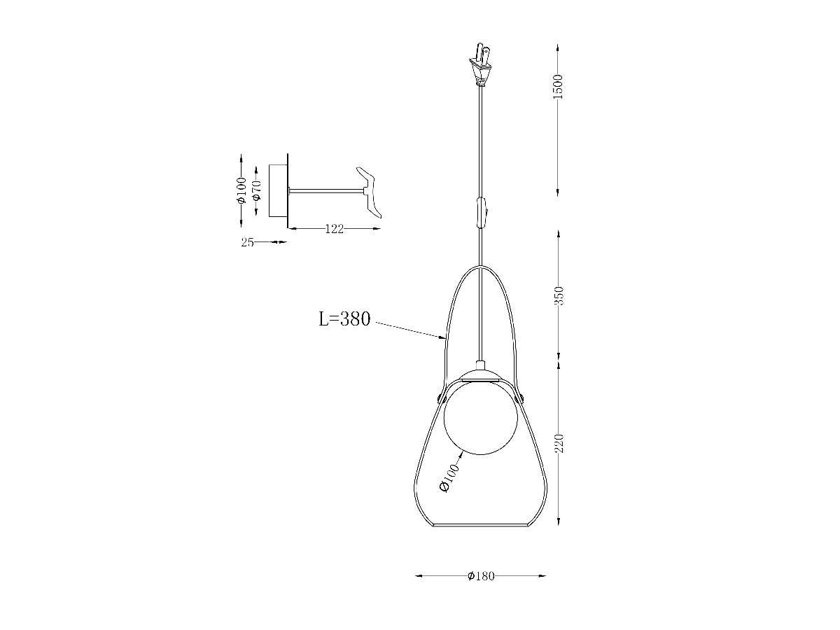 Lampara y aplique mixta color negro BALDI LP5002-1W-P