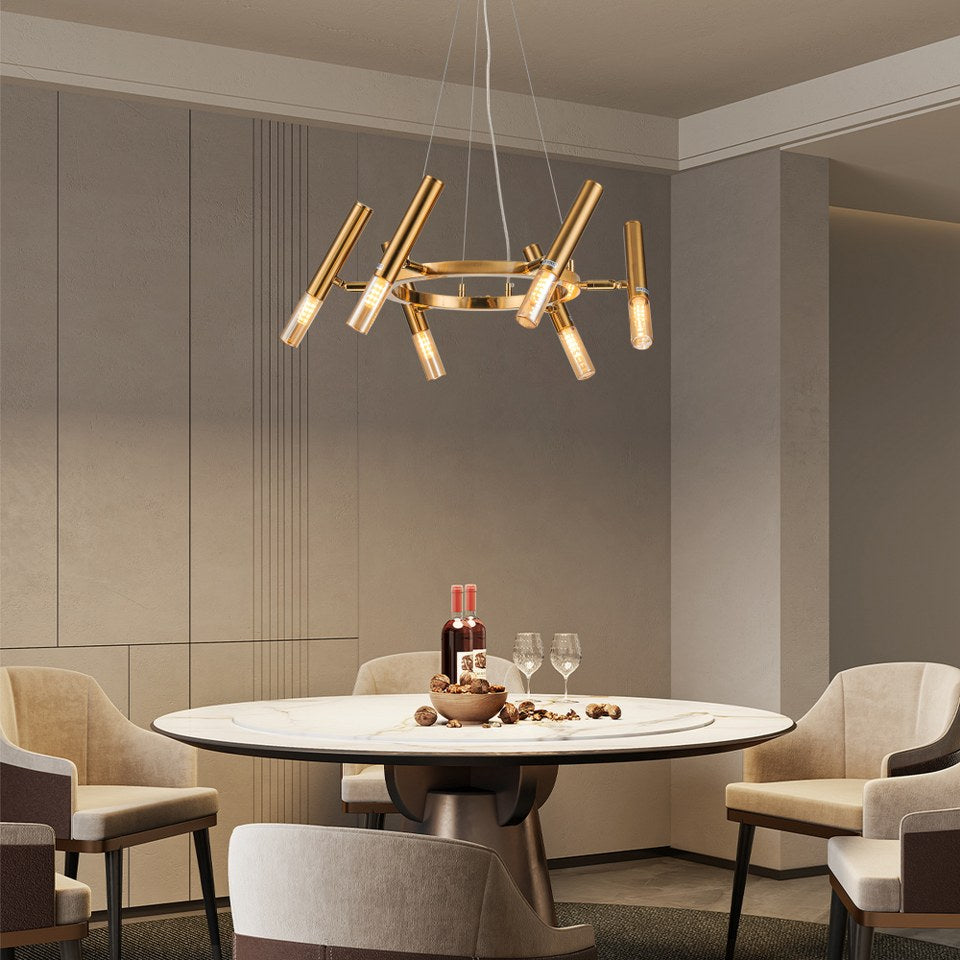 Lampara Colgante Bombilla G9 Moderna Dorado