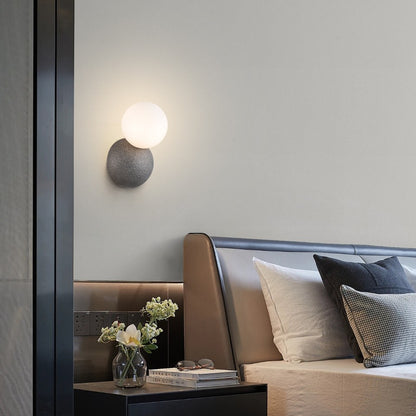 Aplique De Pared de Concreto Con Bola De Vidrio Negro