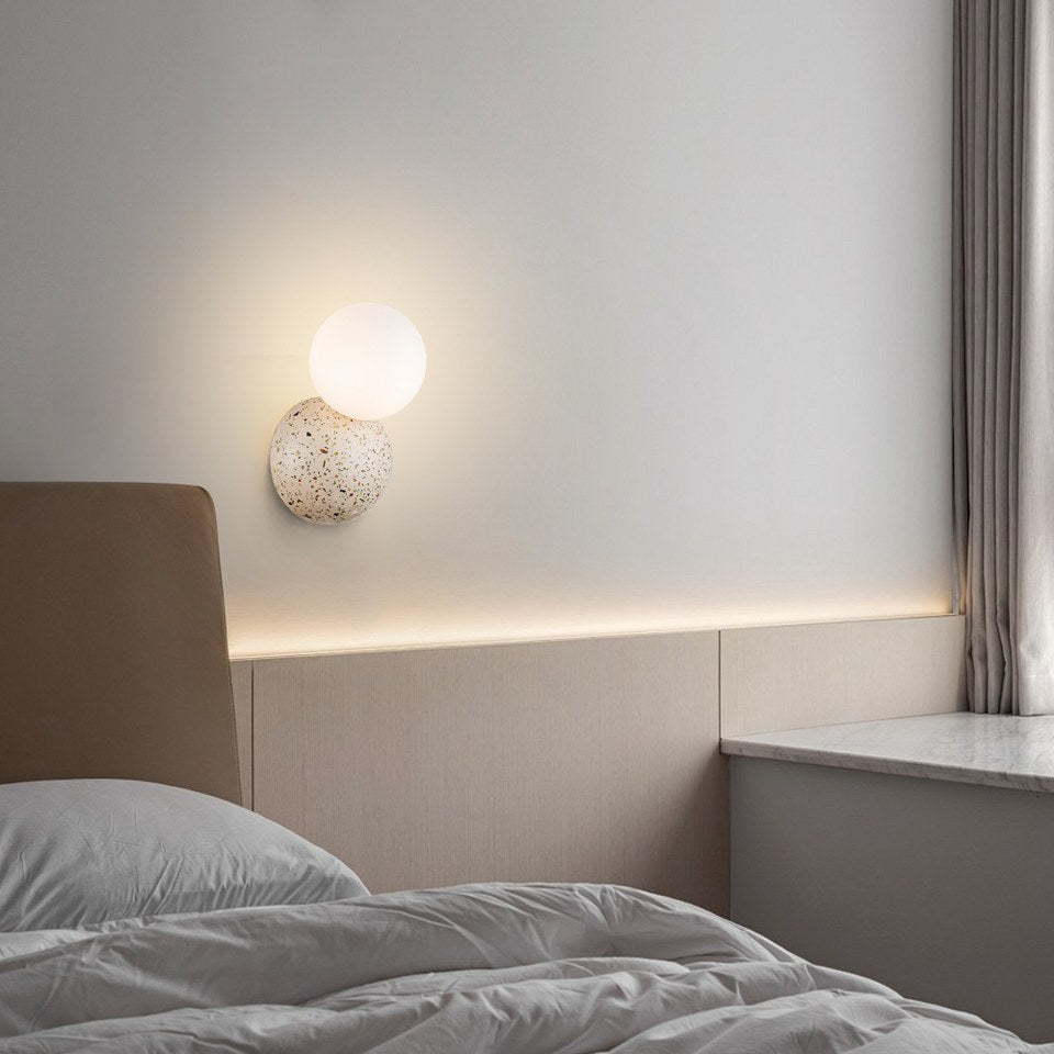 Aplique De Pared de Concreto Con Bola De Vidrio Beige