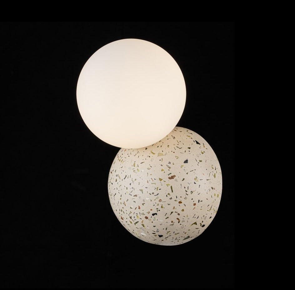 Aplique De Pared de Concreto Con Bola De Vidrio Beige