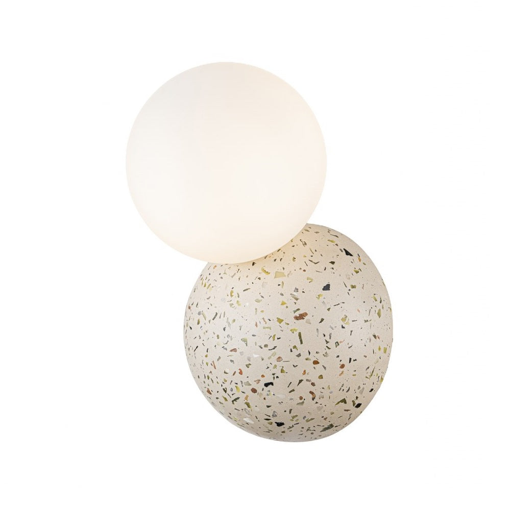 Aplique De Pared de Concreto Con Bola De Vidrio Beige