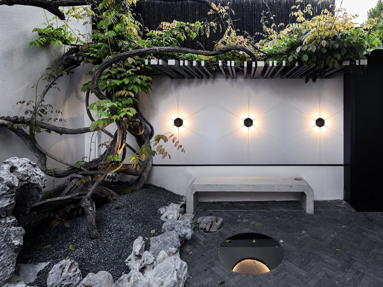 Aplique exterior led redondo Negro