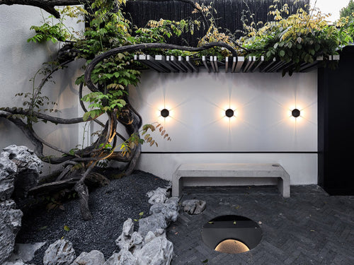 Aplique exterior led redondo Negro