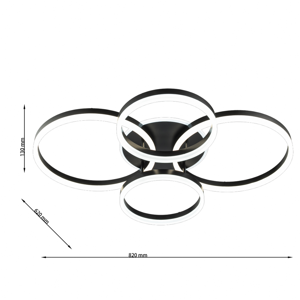 Lampara 4 Aros Led CCT Regulable Negro